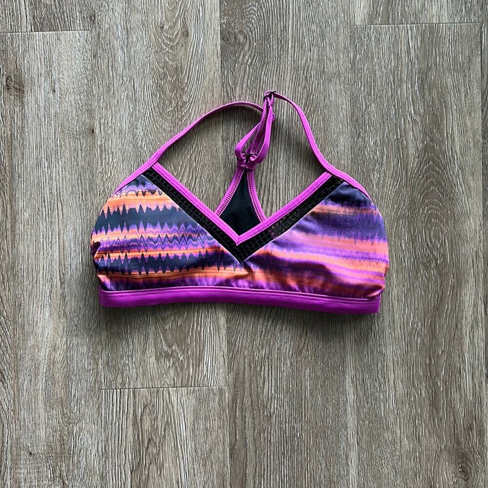 Oakley Racerback Bikini Top Purple Pink Orange‎ Zig Zag Size Small